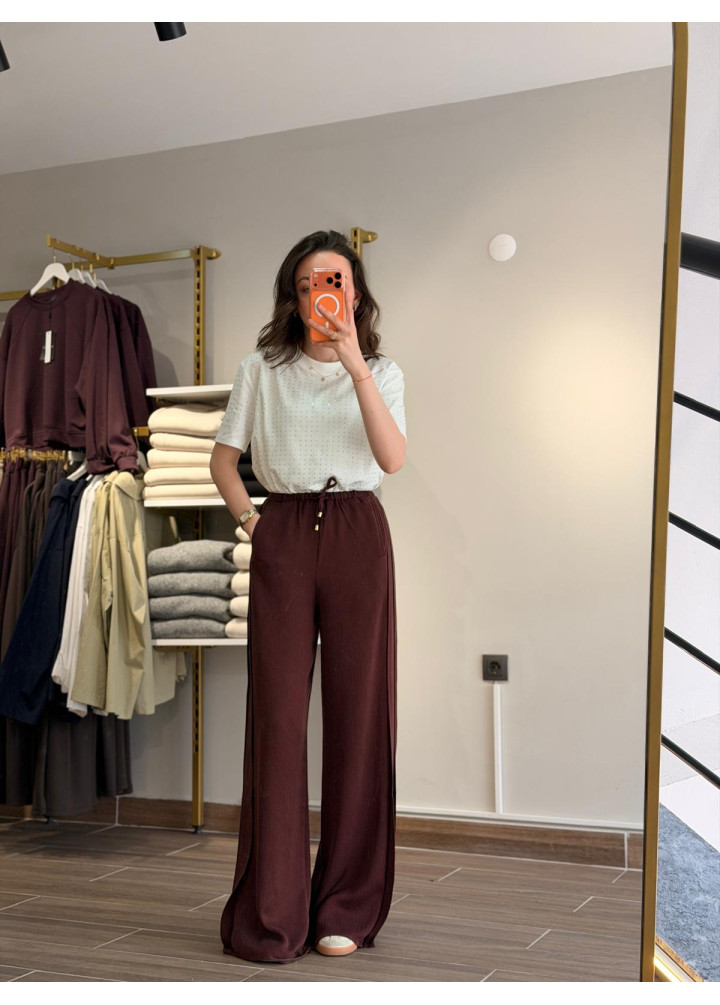 BELİ LASTİKLİ PANTOLON BORDO